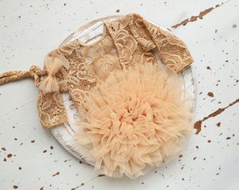 Newborn romper & Headband,Newborn girl photography outfit,Newborn Girl Coming Home Outfit,Baby shower gift,Newborn Lace Romper