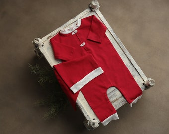 Newborn Santa Outfit,Newborn Christmas Outfit,Newborn Santa Hat,Newborn Outfit,Newborn Props Set,Christmas Newborn Photography Props, RTS