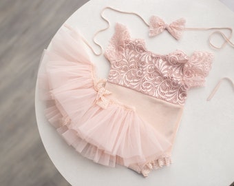 Photo outfit Baby Girl lace romper set,Newborn Romper, tutu and headband,Newborn Outfit,Newborn,Newborn Photography Props,Newborn Photo Prop