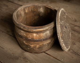 Barril de madera para recién nacidos, Barril para recién nacidos, Tazón de madera para recién nacidos, Barril de madera tallada, Fotografía para recién nacidos, Accesorio fotográfico para recién nacidos, Cubo de madera para recién nacidos