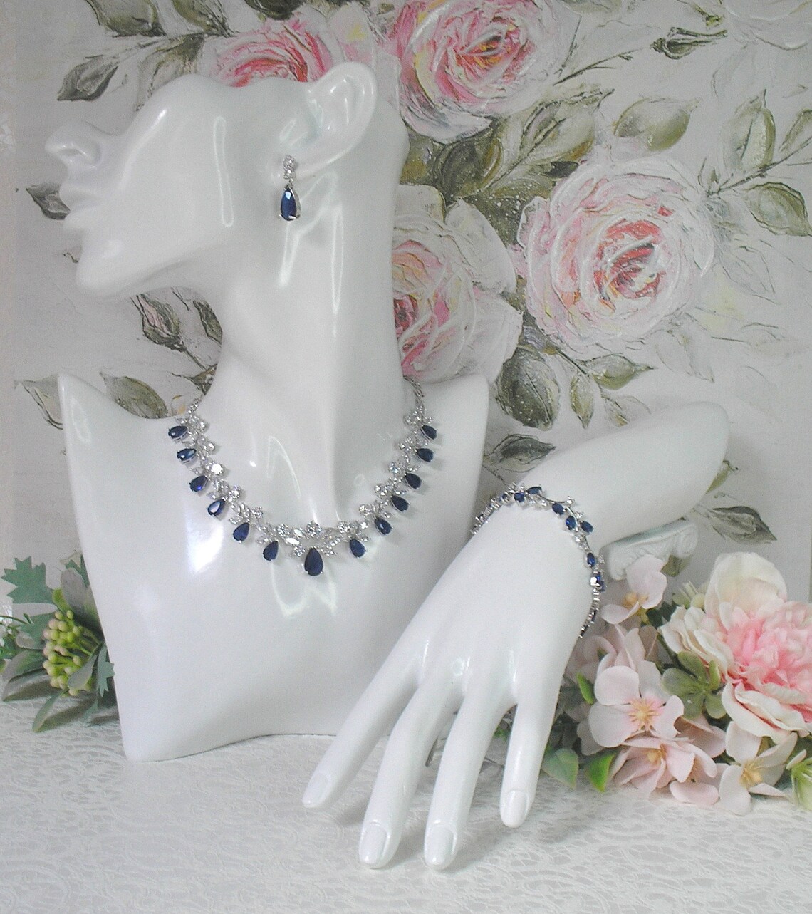 Wedding Adornment Necklace Bracelet and Silver Earrings - Etsy