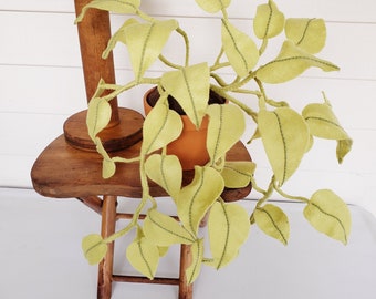 Felt Neon Pothos, Faux Epipremnum aureum, fabric houseplant, textile plant, handmade, decorative potted plant