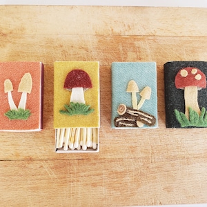 Mushroom Decorative Match Boxes, Handmade Felt Covered Match Boxes, Candle Matches
