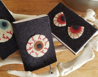 Decorative Creepy Eyeballs, Halloween Themed Matchboxes, Handmade felt covered matchboxes, candle matches, great gift idea