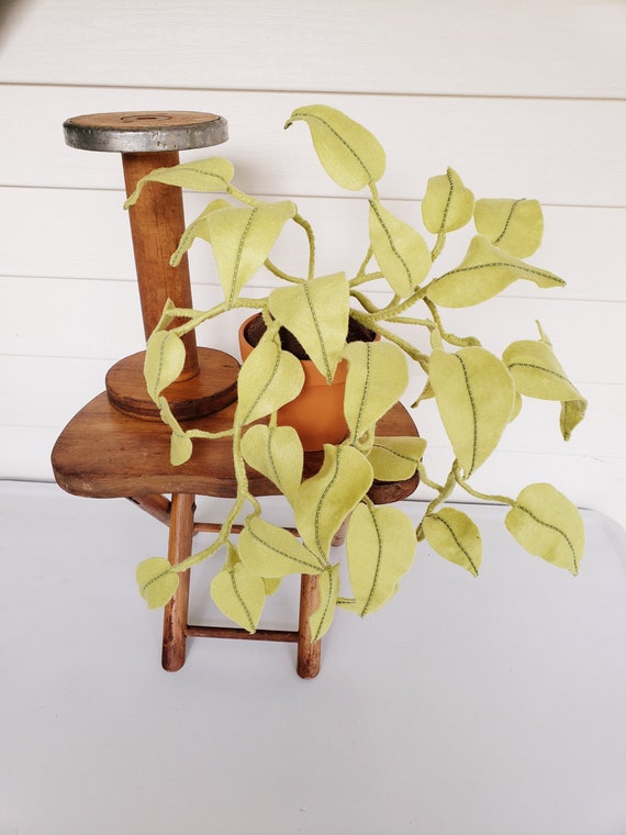 Felt Neon Pothos, Faux Epipremnum aureum, fabric houseplant, textile plant, handmade, decorative potted plant
