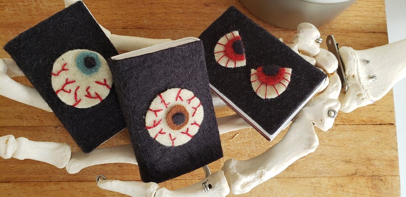 Decorative Creepy Eyeballs, Halloween Themed Matchboxes, Handmade felt covered matchboxes, candle matches, great gift idea image 1