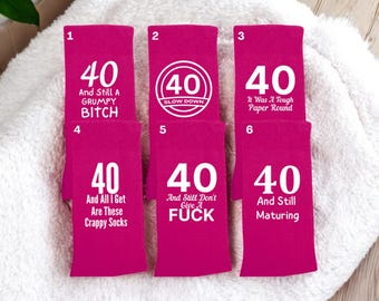 40th Birthday Socks for Women, Soft Cotton Novelty Gift for Her, Funny Milestone Present