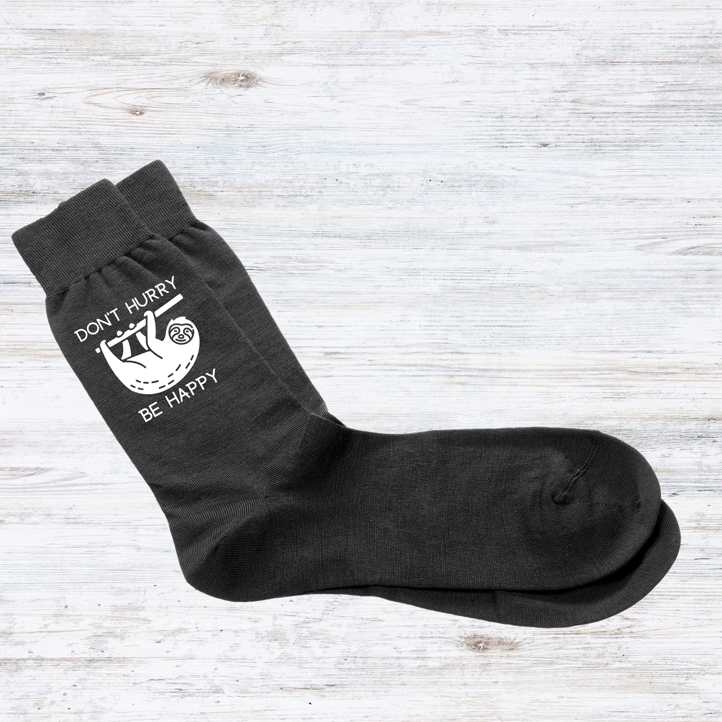 Mens Black Socks Gift for Him Men Don't Hurry Be Happy Etsy