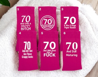 70th Birthday Socks for Women, Soft Cotton Novelty Gift for Her, Funny Milestone Present