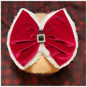 Santa Bow Santa Belt Buckle Bow Santa Hair Bow Christmas Hair Bow Glitter Bow Velvet Bow Velvet and Sherpa