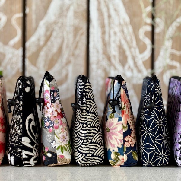 Handmade Japanese Print Zipper Pouch, Island Style