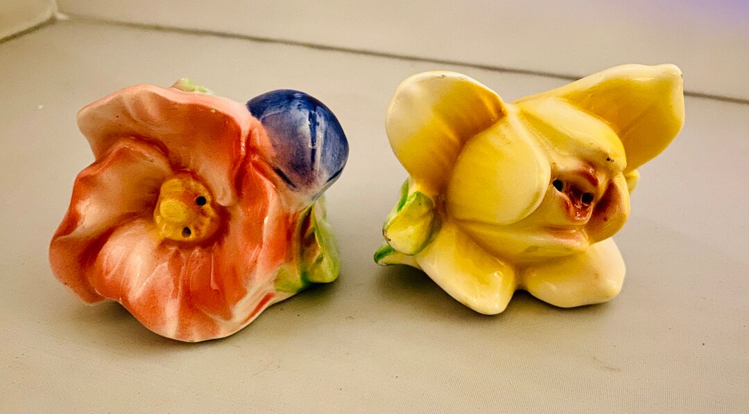 Vintage Flower Salt and Pepper Shakers Etsy