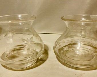 Stuart Crystal pair of etched bud vases