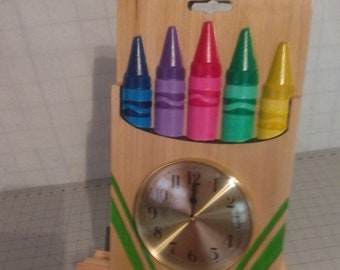 Crayon Box Clock, Wooden Kids Room Decor