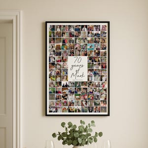 70th Birthday Photo Collage Gift: Personalised Memory Print imagen 1
