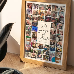 70th Birthday Photo Collage Gift: Personalised Memory Print imagen 6