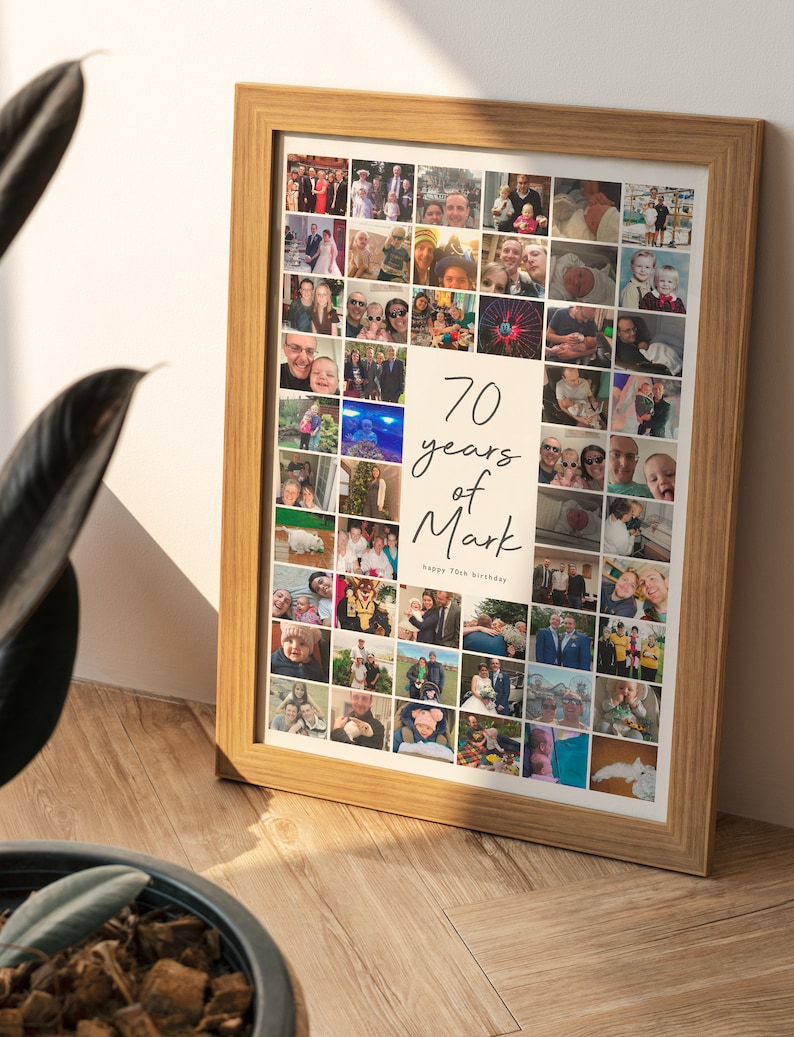 70th Birthday Photo Collage Gift: Personalised Memory Print imagen 6