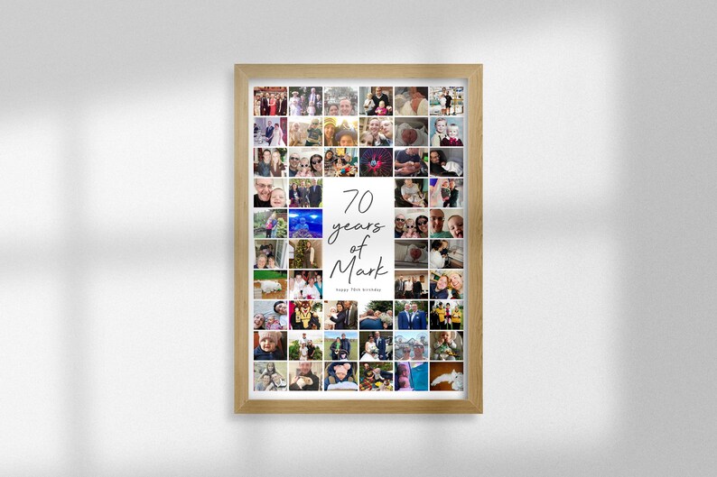 70th Birthday Photo Collage Gift: Personalised Memory Print imagen 5