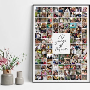 70th Birthday Photo Collage Gift: Personalised Memory Print imagen 2