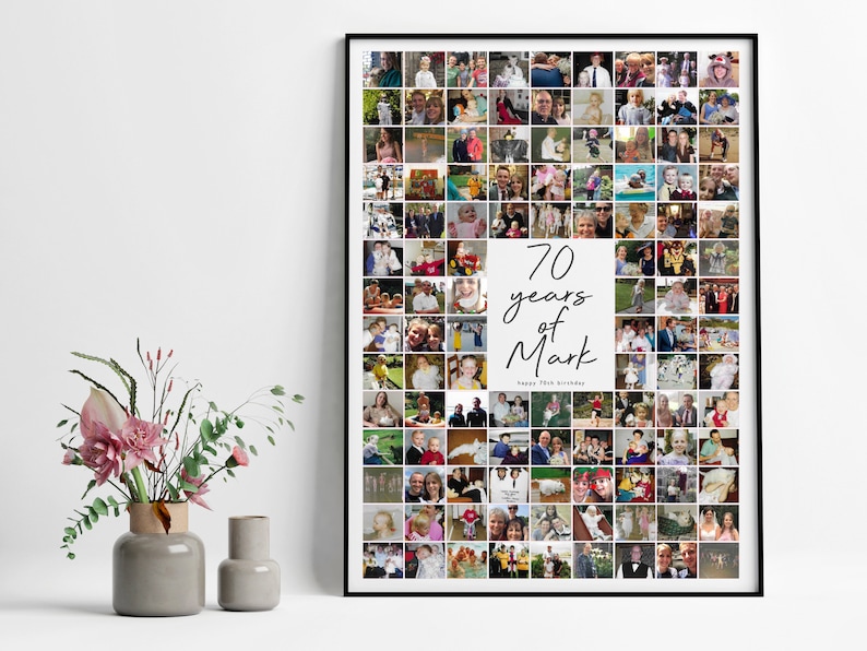70th Birthday Photo Collage Gift: Personalised Memory Print imagen 2