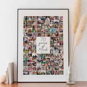 70th Birthday Photo Collage Gift: Personalised Memory Print imagen 4