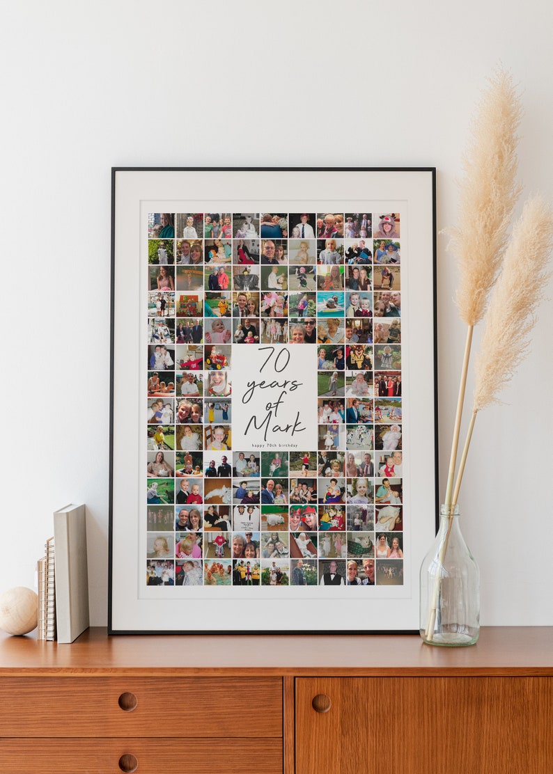 70th Birthday Photo Collage Gift: Personalised Memory Print imagen 4