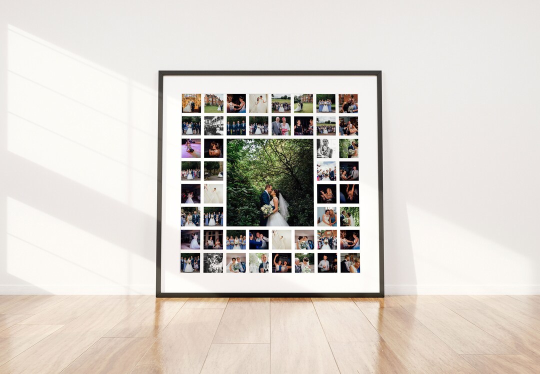 Personalised Couple Photo Collage, Wedding Couple Portrait, Anniversary ...