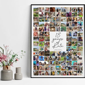 18 Years of Photo Collage, Best Friend 18th Celebration Gift, Gifts for her, Personalised Gifts, Gifts for Him, Photo Collage Gifts