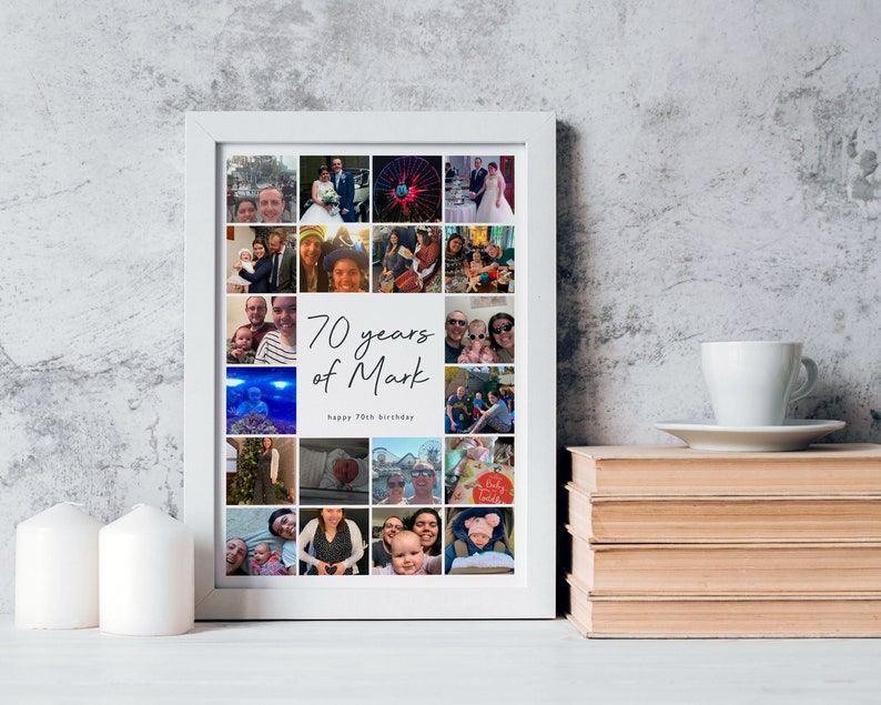 70th Birthday Photo Collage Gift: Personalised Memory Print imagen 7