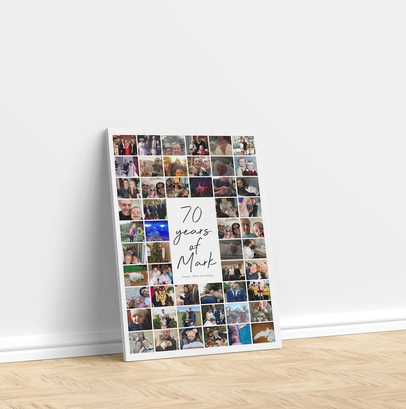 70th Birthday Photo Collage Gift: Personalised Memory Print imagen 3