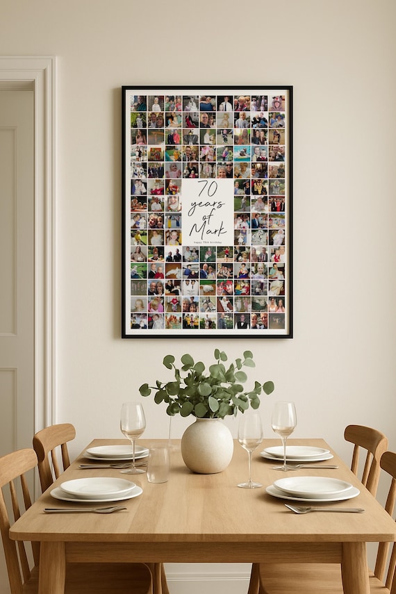 70th Birthday Photo Collage Gift: Personalised Memory Print