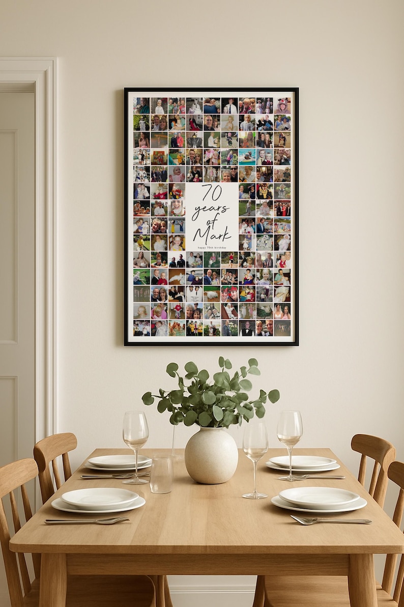 70th Birthday Photo Collage Gift: Personalised Memory Print imagen 1
