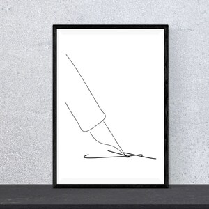Feather pencil. Linear art. Wall decoration. Wall art.