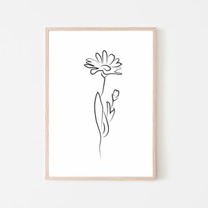 Marguerite line, Minimal Flower Line, Flower Line Poster, Minimalist Print, Flower Line Drawing, Flower Line Art, Modern Printable Art
