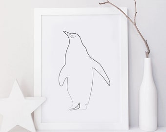 Penguin One Line, Minimal Penguin Line, Penguin Line Poster, Minimalist Print, Penguin Drawing, Penguin Line Art, Modern Printable Art