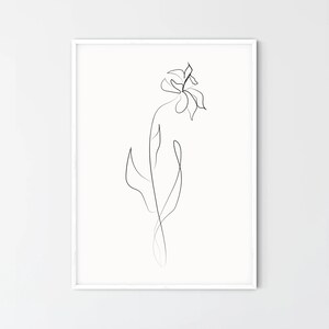 Línea De Flores, Línea De Flores Mínimas, Póster De Línea De Flores, Impresión Minimalista, Dibujo De Línea De Flores, Arte Floral De Flor, Arte Imprimible Moderno