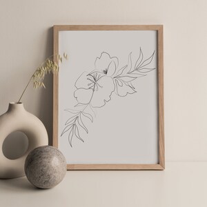 Flower drawing, line drawing, line flower, line art, fine line art, line art, line printing.