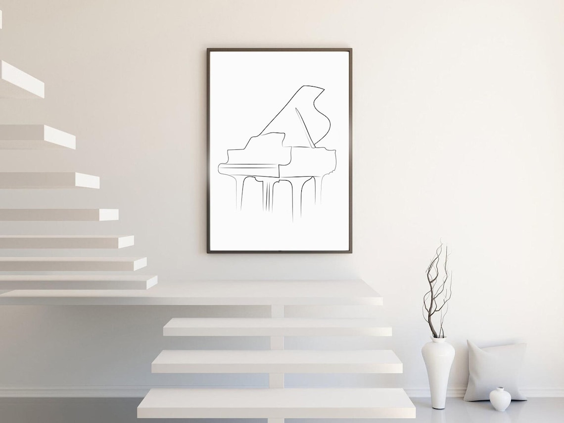 Piano One Line, Minimal Piano Line, Piano Line Poster, Minimalist Print ...