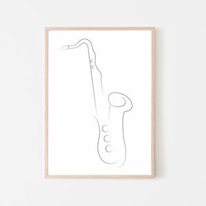 Line Art Music Print, Minimal Sax Line, Musical Poster, Minimalist Print, Saxophone Line Drawing, Musical Line Art, Modern Printable Art