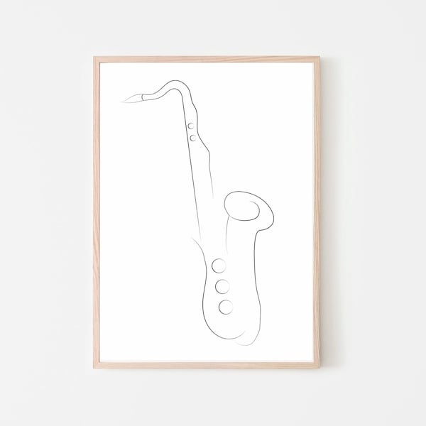 Line Art Music Print, Minimal Sax Line, Musical Poster, Minimalist Print, Saxophone Line Drawing, Musical Line Art, Modern Printable Art