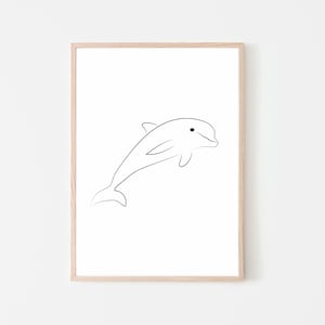 Dolphin One Line, Minimal Dolphin Line, Dolphin Line Poster, Minimalist Print, Dolphin Drawing, Dolphin Line Art, Modern Printable Art