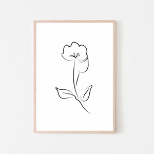 Línea de flores, Línea de flores mínima, Póster de línea de flores, Impresión minimalista, Dibujo de líneas de flores, Arte de línea de flores, Arte imprimible moderno