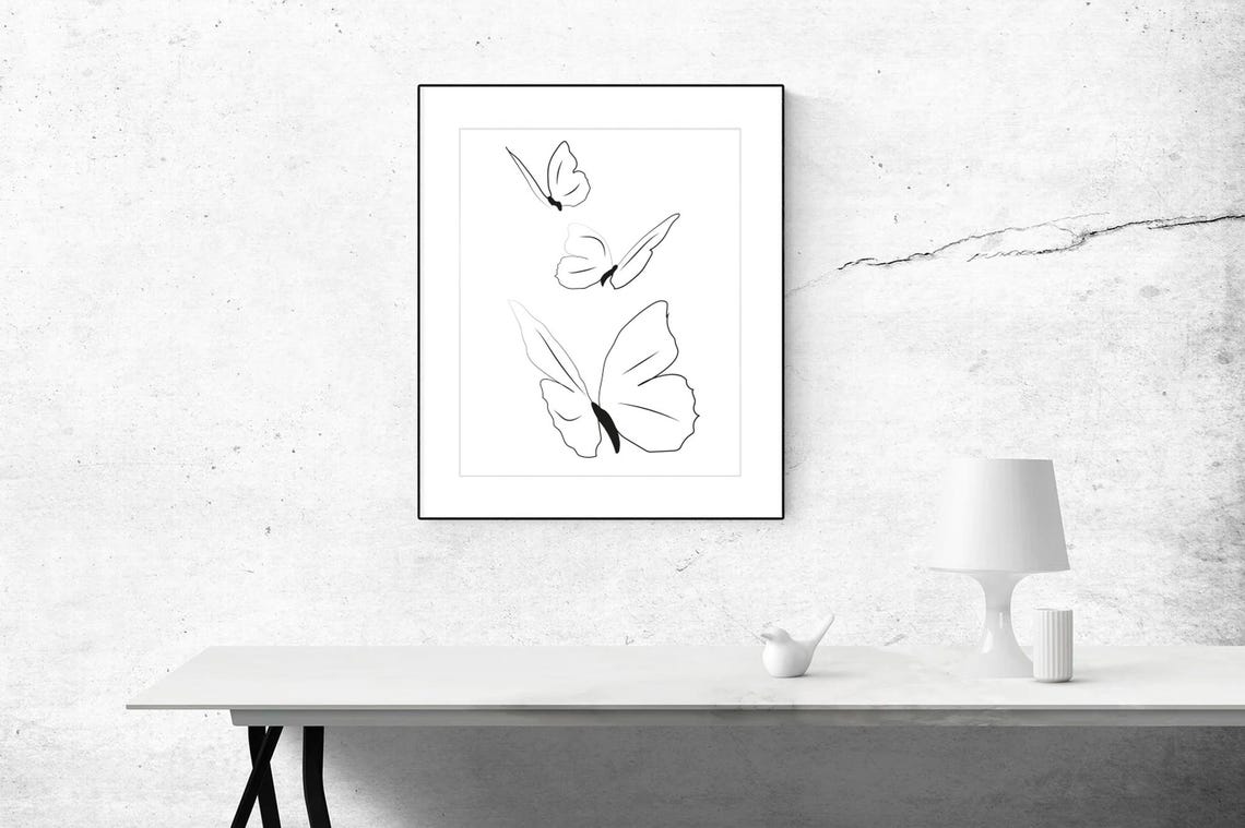 Butterfly Line, Minimal Butterfly Line, Butterfly Line Poster ...