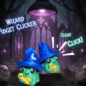 Wizard Frog Fidget Clicker, Tactile Toy, 3D Printed Companion