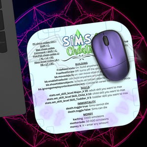Sims 4 Cheats Mouse Pad: Cheat Sheet Gaming Accessory