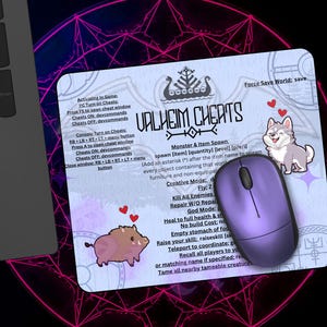 Valheim Cheats Mouse Pad: Video Game Cheat Sheet