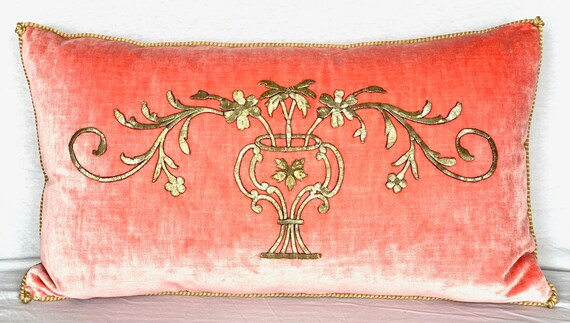 GOLD EMBROIDERY PILLOW Etsy