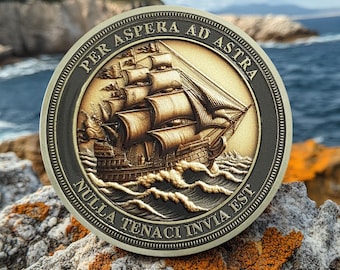 Inspirational Motivational Challenge Coin, Sailboats and Anchors Serenity Prayer Token Positive Affirmation Gift for Men Women Coworker