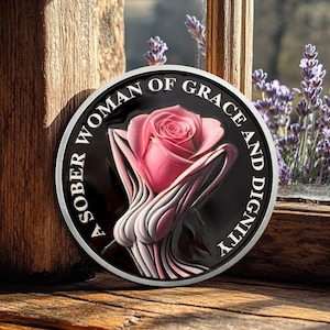 AA-munt nuchtere chip Rose Woman, nuchterheid zaktoken AA Nee schoon medaillon herstelmijlpalen Perfect nuchterheidscadeau voor vrouwelijke collega