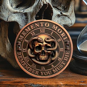 RYUKENLM Pack Of 5 Memento Mori Memento Vivere Coin 3D Skull Challenge Coins EDC Stoic Reminder Token Inspirational Stoicism Gifts For Daily Practice